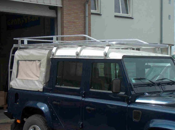Tembo4x4 Dachgepäckträger schwarz beschichtet Land Rover Defender 110 Crew Cab Fahrzeuglänge